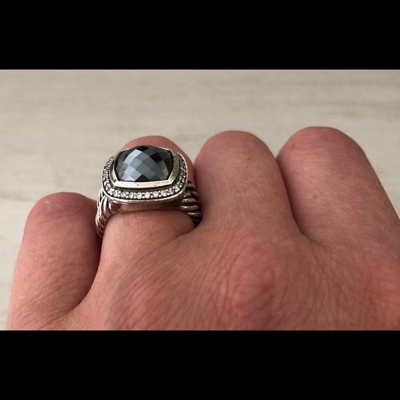 DAVID YURMAN sterling silver hematite/diamond ring - Picture 3 of 5